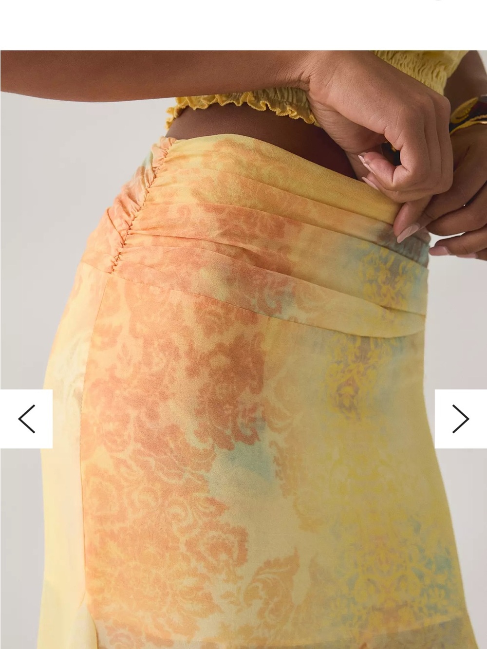 Kimchi Blue Yellow Watercolor Print Maxi Skirt - Picture 3 of 10